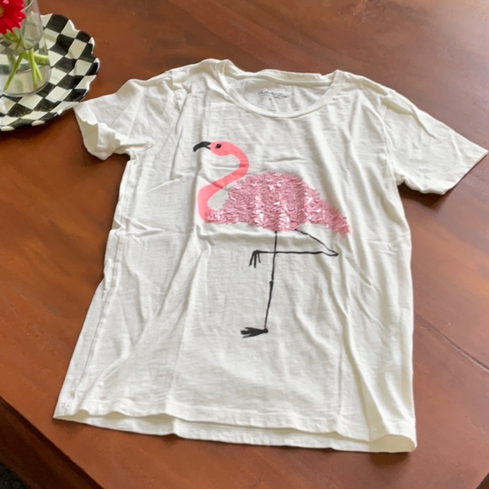 J. Crew collector Tee size XS. Flamingo with sequins. EUC